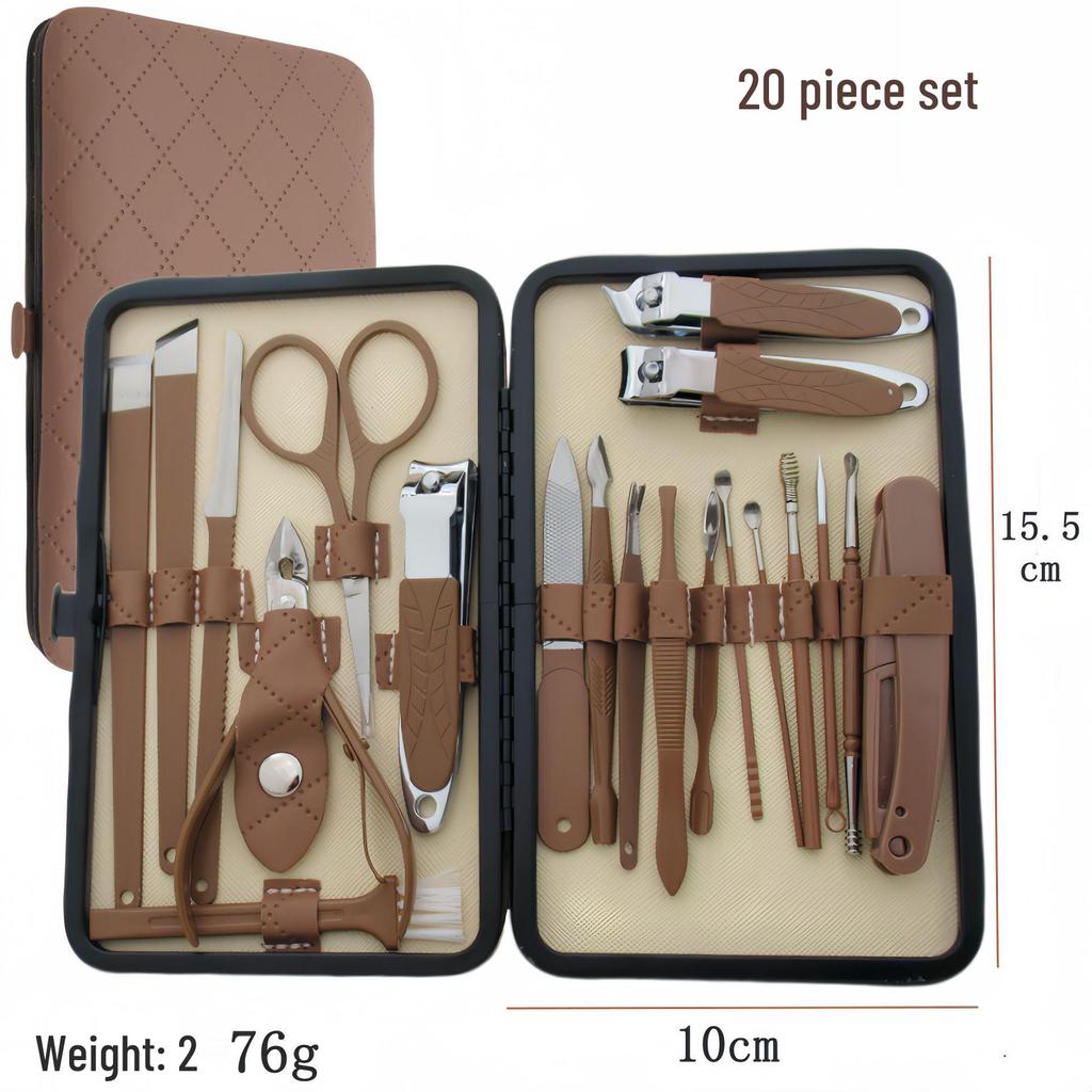 42-Piece Manicure Set: Stainless Steel Nail Clippers, Cuticle Nippers, Eyebrow Razor, Ear Pick, Foot Scraper.