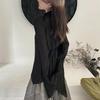 Gotic Femei Cămăși Negre Coreeană Întunecată Academică Femeie Design Neregulat Topuri Primăvară Moda Streetwear Bluză Y2K