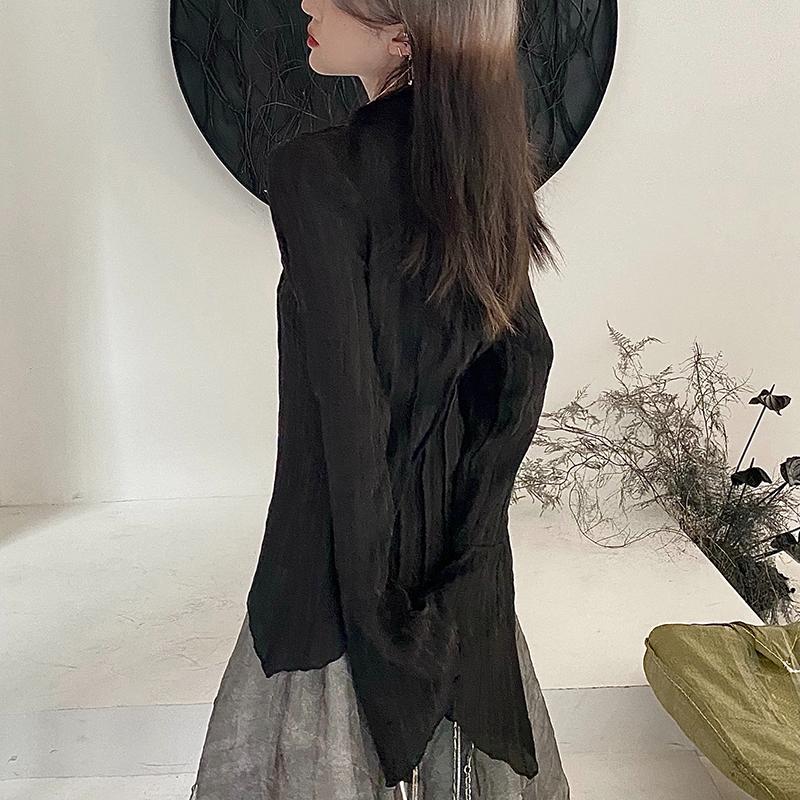 Gotic Femei Cămăși Negre Coreeană Întunecată Academică Femeie Design Neregulat Topuri Primăvară Moda Streetwear Bluză Y2K