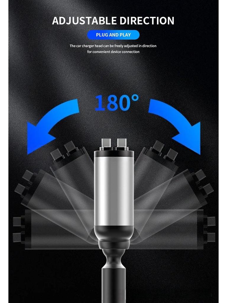 100W Digital Display Fast Charging USB Car Cigarette Lighter Splitter with Four Ports
