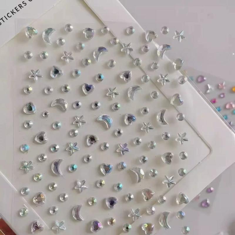 Pegatinas de tatuajes de cristales de diamante, delineador de ojos con purpurina, maquillaje de cejas, rostro, ojos, tatuajes de diamantes, pegatinas de delineador de ojos 3D con diamantes de imitación