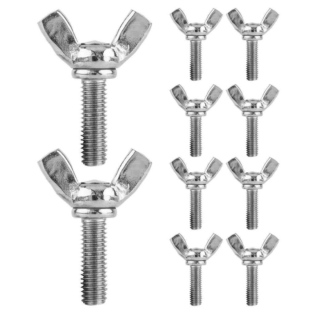 10 Pcs Wingbolt Screw M5 Thread 20mm Bolt Length 304 Stainless Steel Wing Screws Machine Fastener Repair Tool Accessory