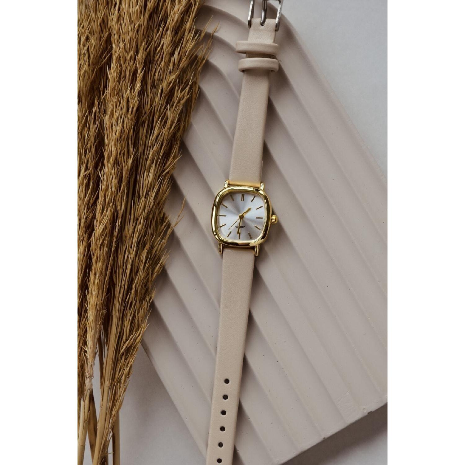 

Бежевые женские мужские квадратные прямоугольные кожаные ремешки розового золота, новый сезон, винтажные наручные часы