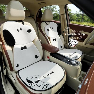 Set di 7 Cuscini per Sedile Auto in Tela Grezza Cartone Animato Snoopy - Per Sedile Singolo da Donna