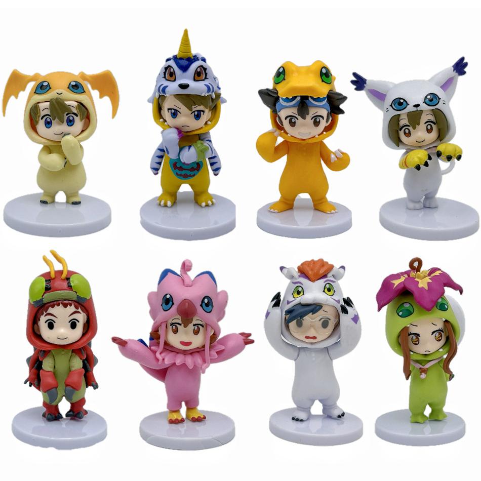 

Digimon 8pcs/Set Adventure Cosplay Tailmon Gomamon Patamon Gabumon Tentomon Palmon Piyomon Agumon Anime Model Toy Doll Gifts