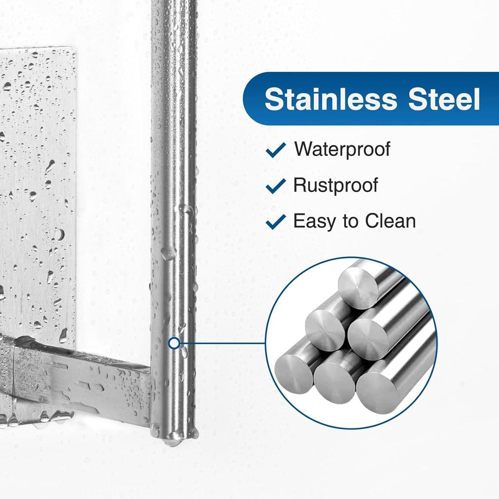 Paper Towel Holder Under Cabinet - Stainless Steel Paper Towel Holder Wall Mount, Self-Adhesive or Drilling, Silver Towel Rack for Kitchen