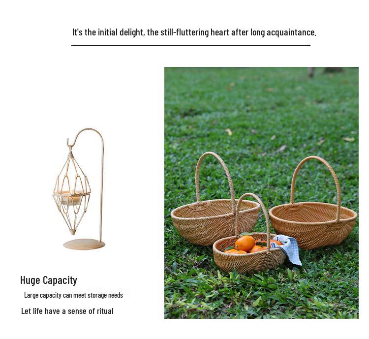 Rattan-Style Watermelon Basket for Shopping, Vegetables, Fruits, and Picnics