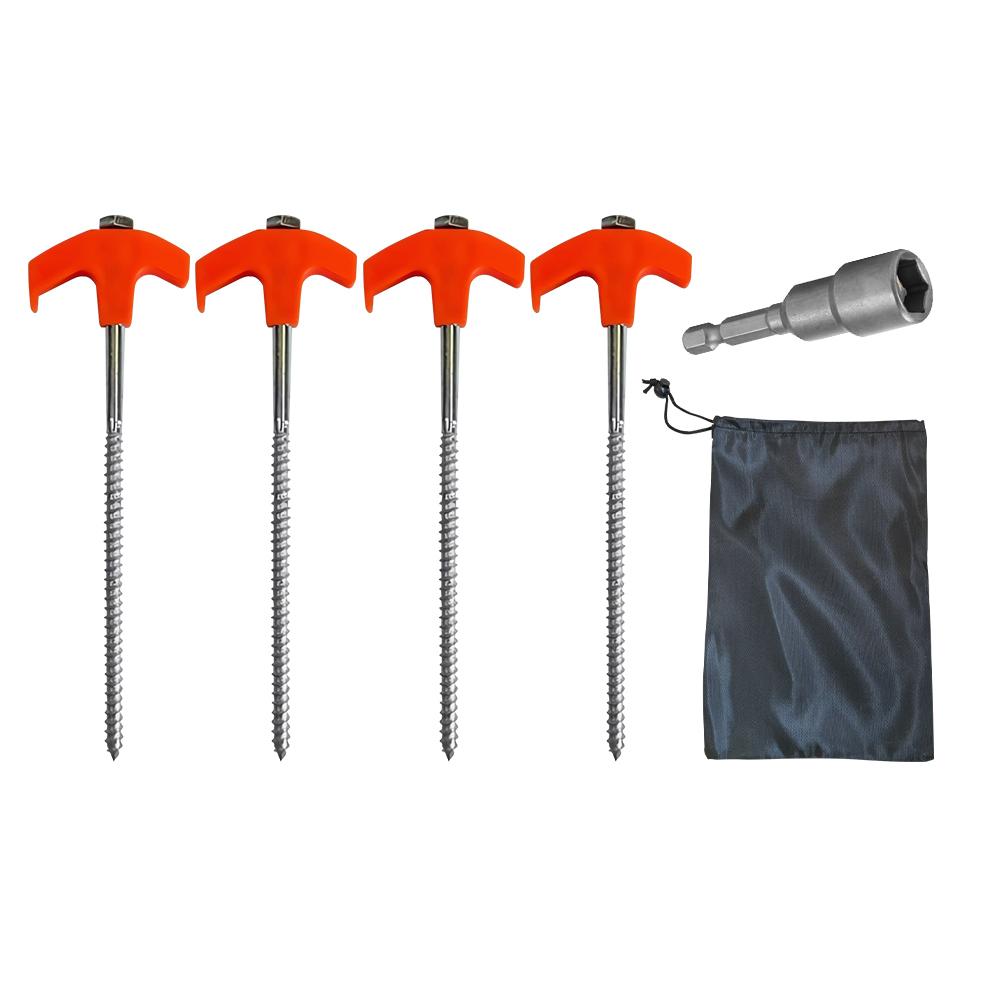 Rotating Tent Pegs with Hex Socket Outdoor Steel Pegs Heavy Duty Spiral Screw Camping Stakes for Outdoor Camping