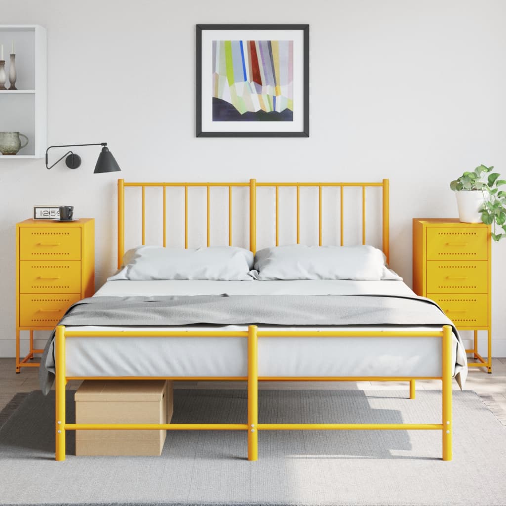 Nightstands 2 pcs Mustard Yellow 36 x 39 x 78 cm Steel