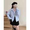 Autumn and winter new simple stand-up collar twist double zipper knitted cardigan women's loose lazy sweater jacket