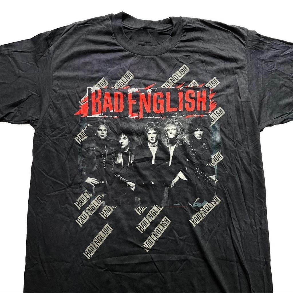 Vintage 1989 Bad English Band Short Sleeve Cotton Black All Size Shirt
