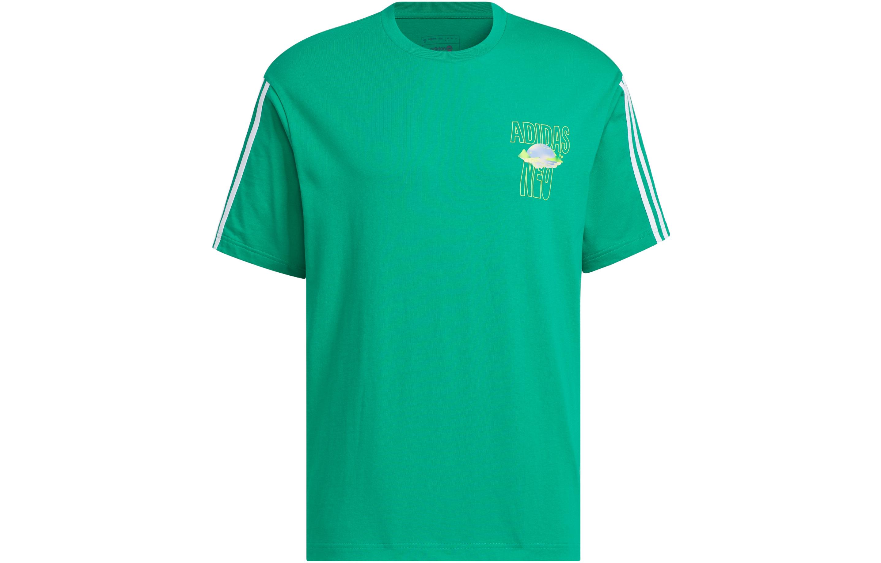 Adidas Neo T Shirts Unisex Lawn Green Crew Neck Moderate Straight Fit IA6744 XXL