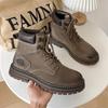 "2024 Autumn Genuine Leather Retro Martin Boots - High Top Casual Work Shoes"