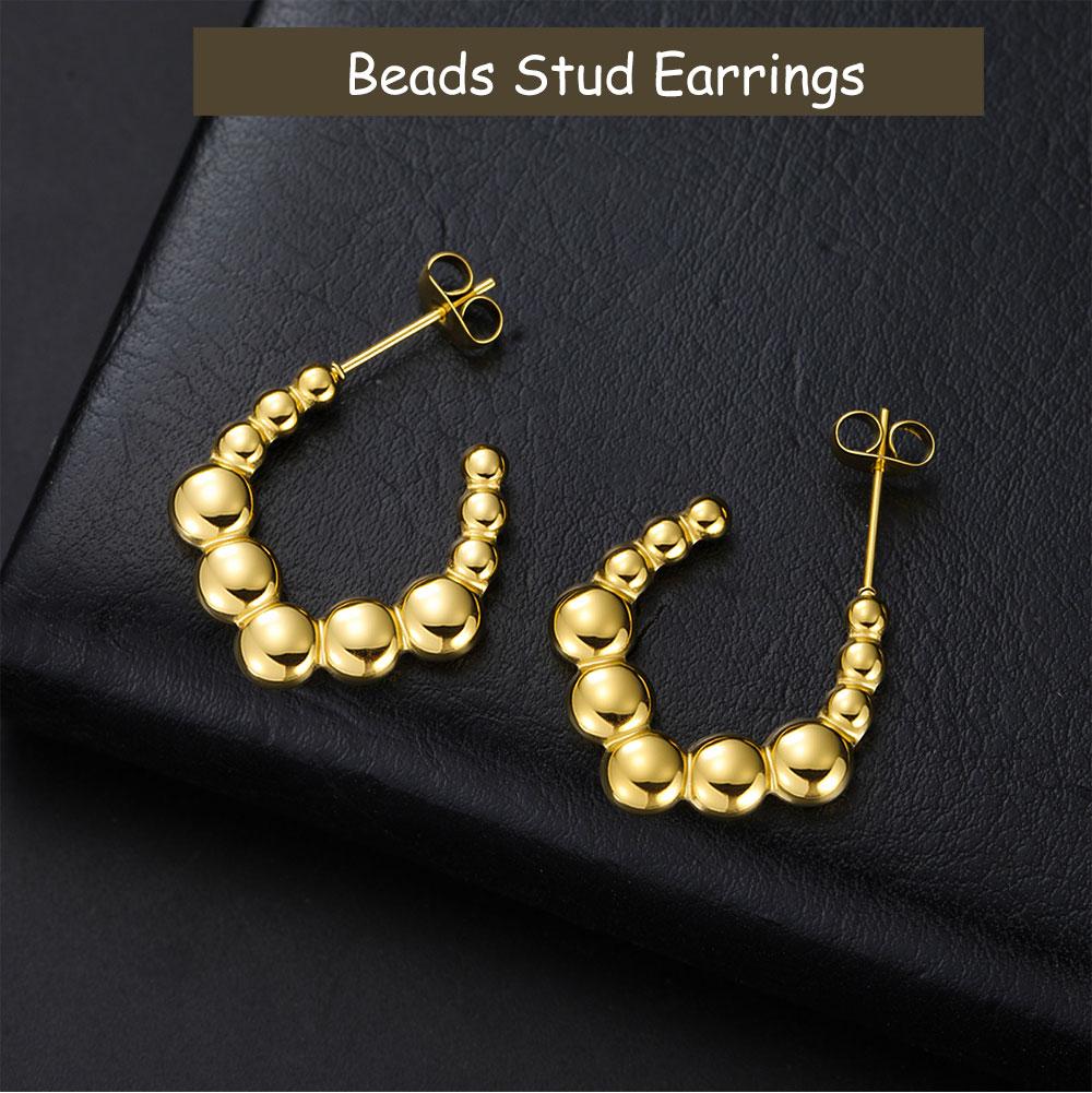Cazador Geometric Beads Women's Earrings Gold Color Trendy Waterproof Earrings Stainless Steel Jewelry 2026 Party Wedding Gifts