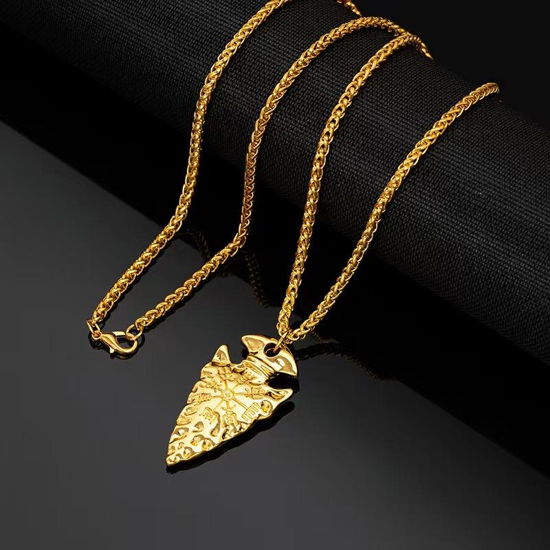 Vintage Viking Pirate Spear Rune Pendant Necklace Party Punk Necklaces Protector Jewelry Wholesale