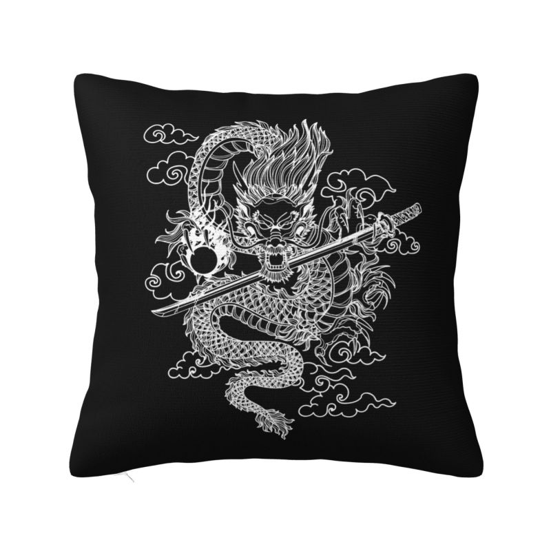 Asian Tradition Dragon Totem Cushion Covers Xcm Velvet Throw Pillow Case for Sofa Square Pillowcase Living Room Decoration