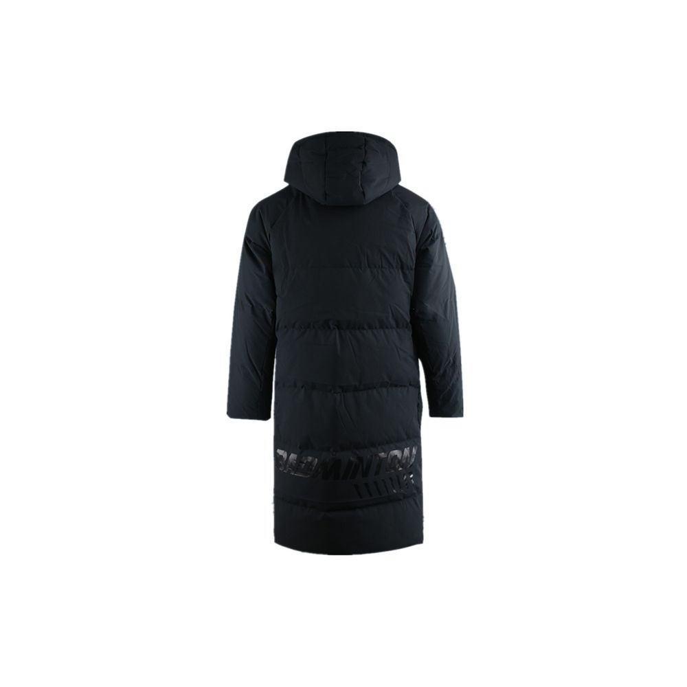 Li Ning Badminton Serie Lässige Sportliche Lange Kapuzen-Daunenjacke Winter Herren Oberbekleidung Schwarz AYMQ135-2