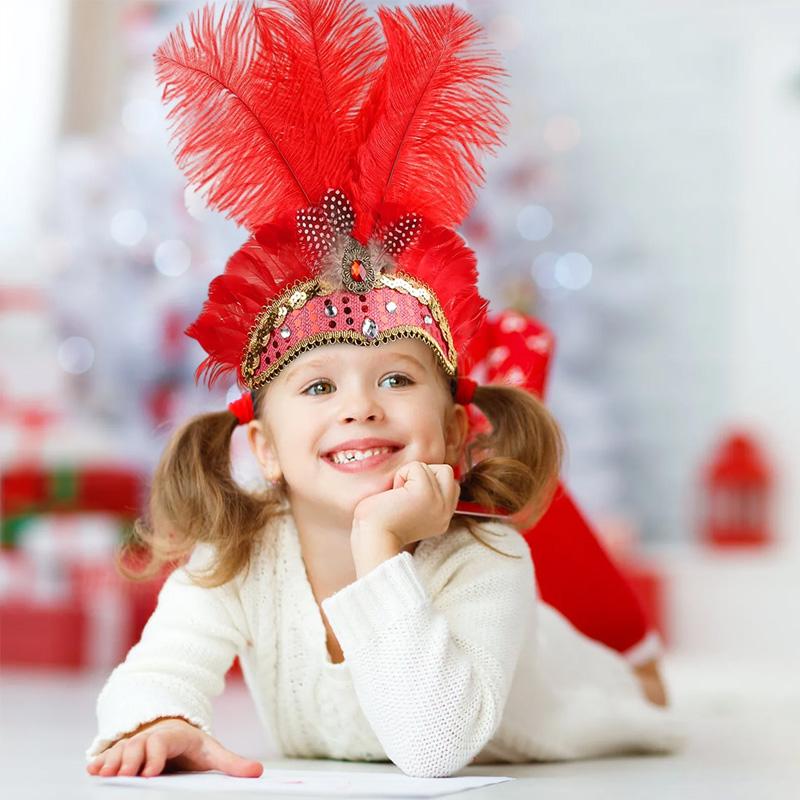 1 Stück Feder Kopfschmuck Mardi Gras Accessoires Pailletten Festival Kopfbedeckung Damen Elastisch Mit Strass Kopfschmuck Haarband