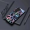 Leopard Print Gradient Tempered Glass Phone Case Suitable for Samsung Galaxy S26 S25 S24 S22 S21 S20 FE/Ultra/Plus Anti Drop