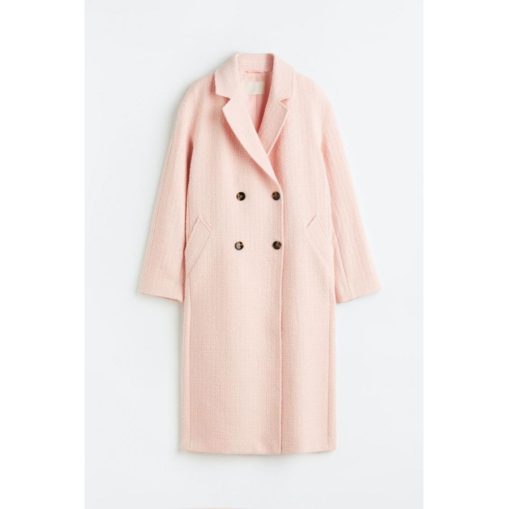 

H M double breasted coat light pink