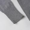 Women's European & American Style Grey Twist Slim-fit Pleated V-neck Long Sleeve Top