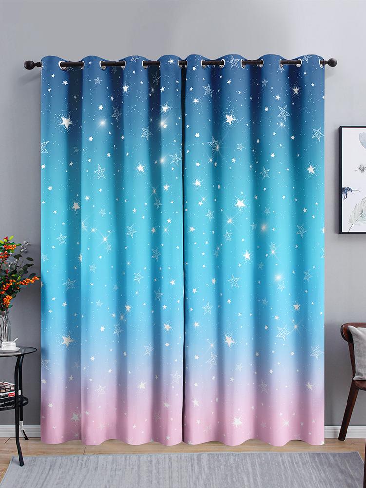 Gradual Change Landscape Chinese Curtains Sunshade Bedroom Curtains 3D Digital Printing Blackout Curtains