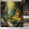 Fantasy Forest Shower Curtain Fairy Magical Enchanted Forest Waterfall Butterfly Garden Wonderland Nature Fabric Bathroom Decor