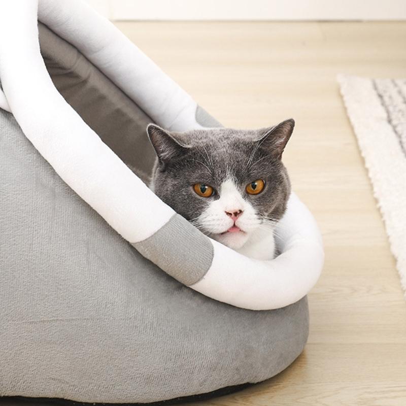 Plush Cat Bed Kitten Sleeping Bed Small Dog Nest Pet Winter Sleeping Cushion Anti-Scratching Bedding Pet Cat Supplies