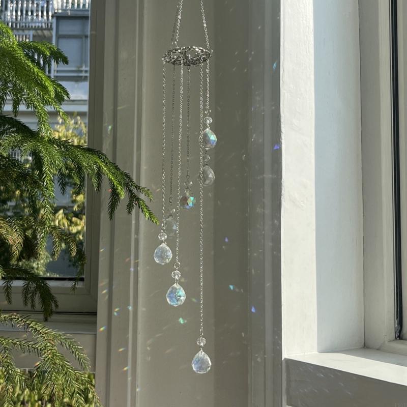 Colorful Crystal Wind Chimes Suncatchers Wall Hanging Ornament for Window and Garden Wedding Decoration Prism Pendants P9YB