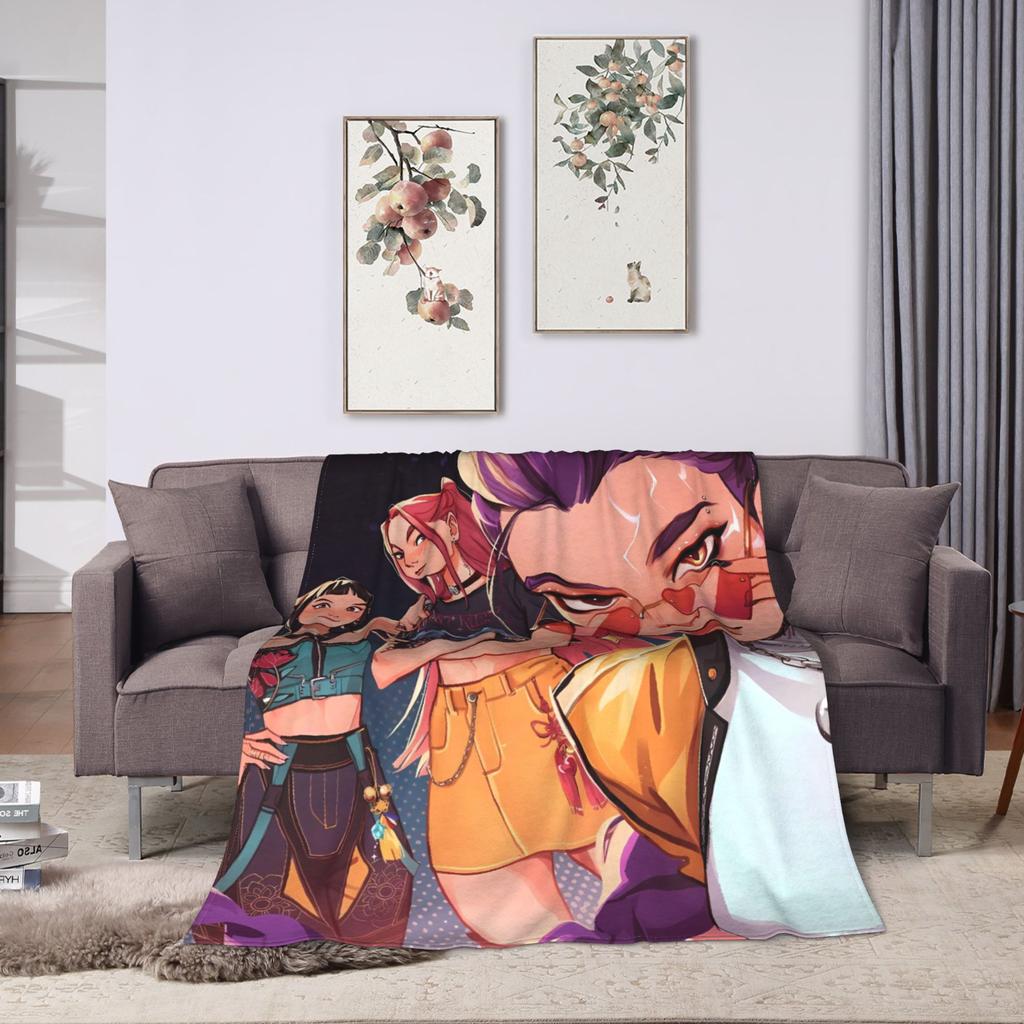 Warm Soft BlanketChild Travel KPop Demon Hunters Throw Blanket  Flannel Bedspread For Living Room Graphic Sofa Bed Cover