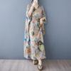 Summer Casual Artistic Plus Size Loose Print V-neck Short Sleeved Dress
