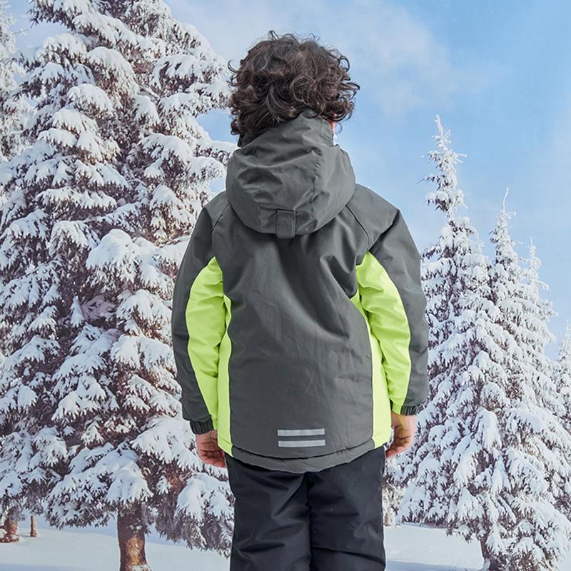 Gutter Skijakke Høst bomull Polstret jakke Hette Vanntett Vindtett Barn Vinter Varm Frakk Fleece Snowboard