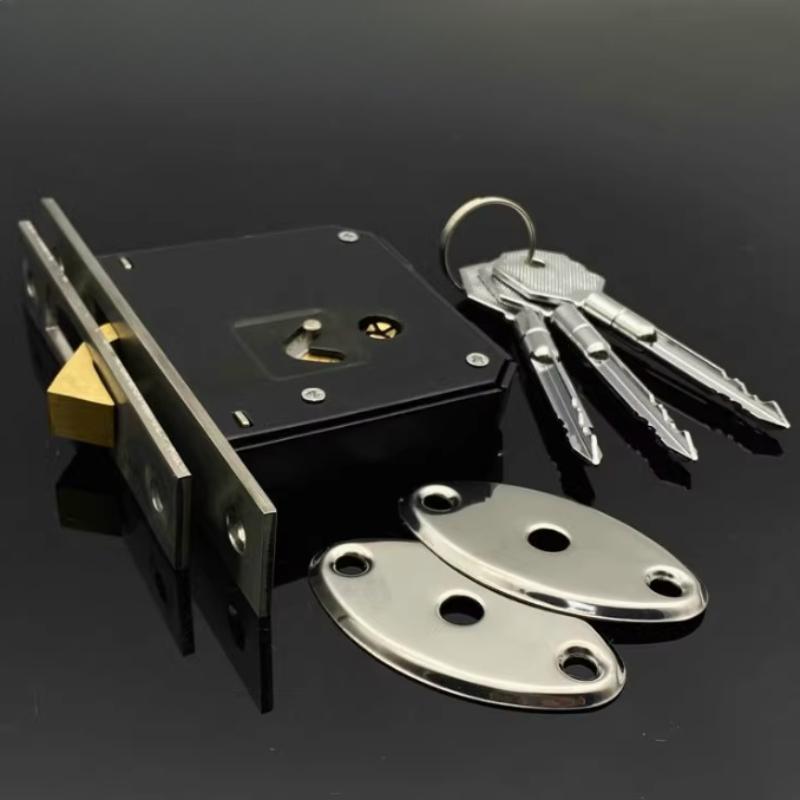 Aluminum Alloy Sliding Door Hook Lock Stealth Mortise Lock for Wooden Door Framed Glass Door Cross Key Hardware Accessories
