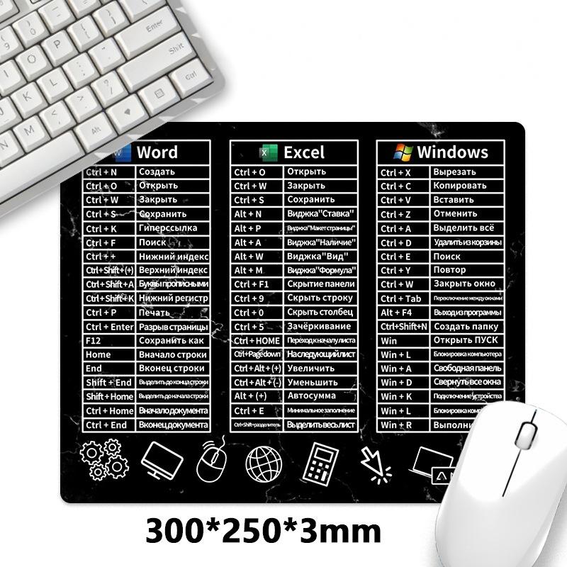 Russian Keyboard Shortcut Reference Mouse Pad With Non Slip Rubber Base Clear Office Shortcuts Print For Home Office Workers