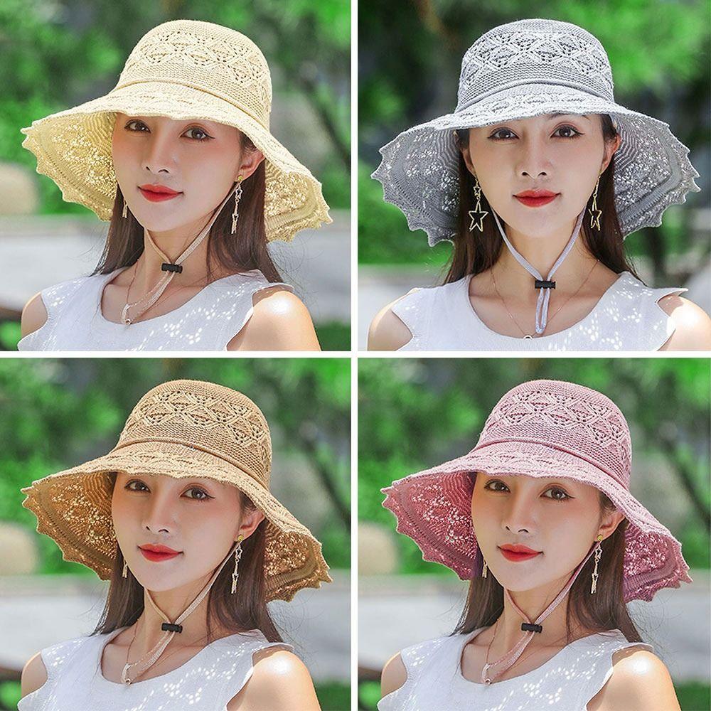 Wide Brim Beach Cap Bowknot Straw Hat Breathable Sun Hat  Women