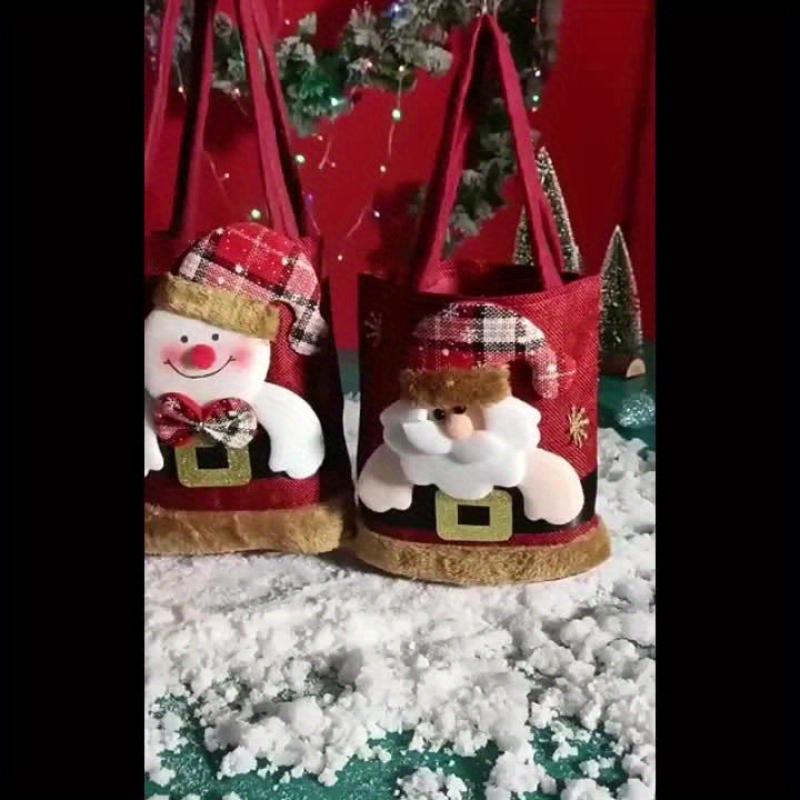 Three Christmas Gift Doll Bags, with Christmas Patterns - Perfect Christmas Decoration Bags, Christmas Tree Hanging Bags