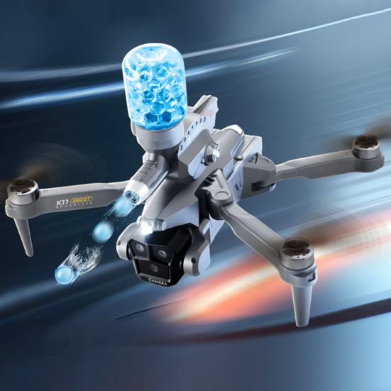 2.4GHz Remote Control Drone with 8K Three Cameras Brushless Motor Aerial Photography Water Bombs Launching Drone Kids Adult RC Quadcopter Toy