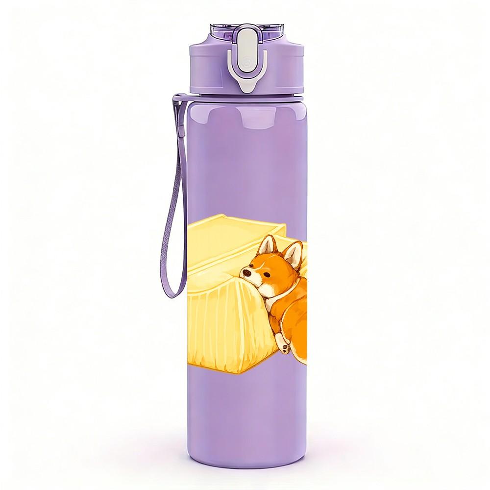 1PC Cheese Mouse Cute Cartoon Print 750ml Color Plastic Sports Water Bottle Leakproof Flip Straw Lid Suitable for Sports Office Home Use