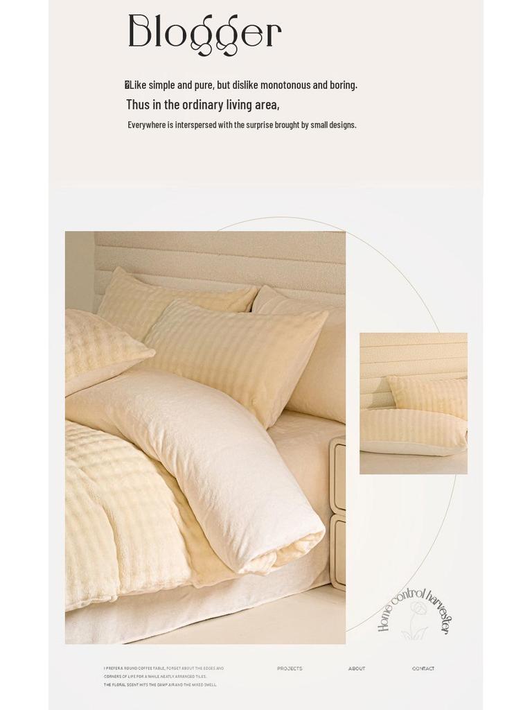 2025 New Winter Faux Rabbit Fur & Milk Velvet Flannel Bedding Set: Thickened, Warm, 4-Piece, Includes Fitted Sheet