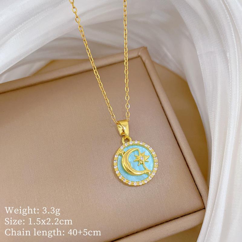 Copper Micro-Inlaid Light Luxury Fashion Personality Temperament Gorgeous Full Diamond Necklace Women'S Versatile Collarbone Chain Titanium Steel