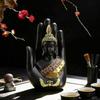 Yousheng Palm Buddha Statue Meditating Thai Buddha Sitting Figurine Spiritual Sculpture for Home Office Zen Decor