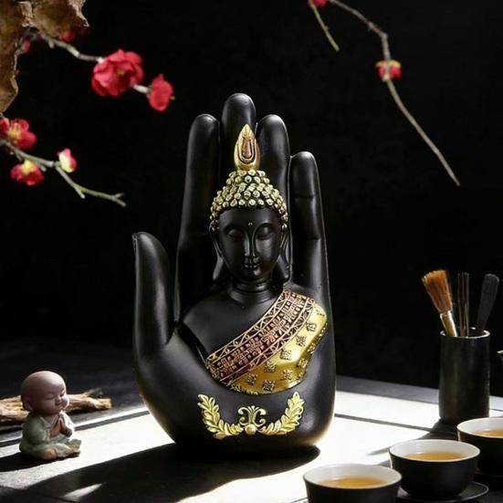 Soška Buddhy do dlaně Meditující thajský Buddha Sedící figurka Duchovní socha pro domácí kancelář Zen dekor