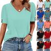 Womens Tops Short Sleeve Shirts Buttons V Neck Spring Fashion Summer Outfits Plus Size Blouses Dressy Casual