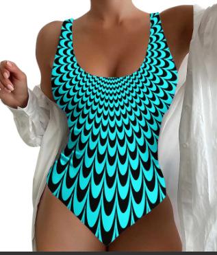 Women's seaside beach swimsuit tie-dye D printing European and American summer one-piece swimsuit