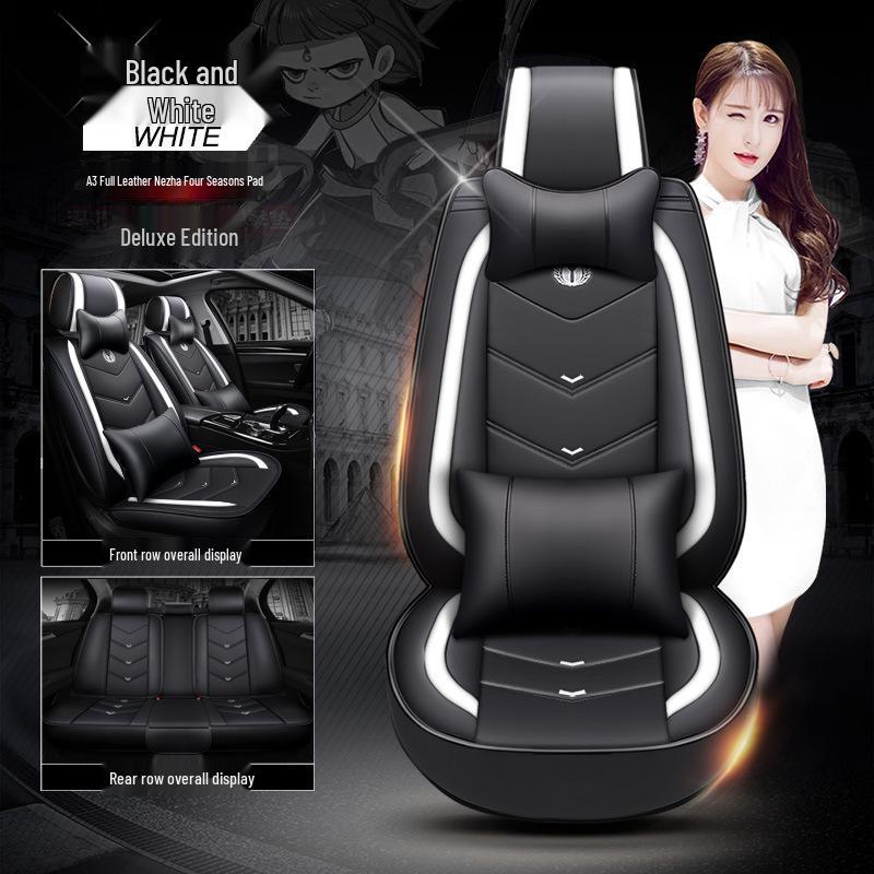 A2 Cartoon Full Leather Car Seat Cushion - New Devil Design