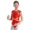 Girls Sparkle Rhinestone Gymnastics Leotard Keyhole Back Patchwork Sleeveless Bodysuit Figure Skating Dance Wear