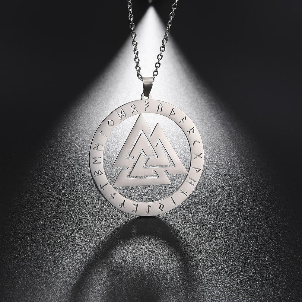 Nordic Runes Pendant Necklace for Men Valknut Vegvisir Amulet Scandinavian Viking Jewelry Gift