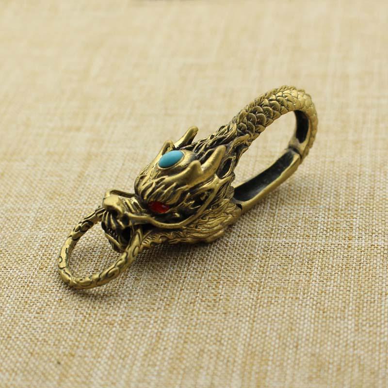 New Brass Dragon's Head Creative Decoration Feng Shui Pendant Chinese Retro Style Dragon Keychain Pendant Souvenir Gifts