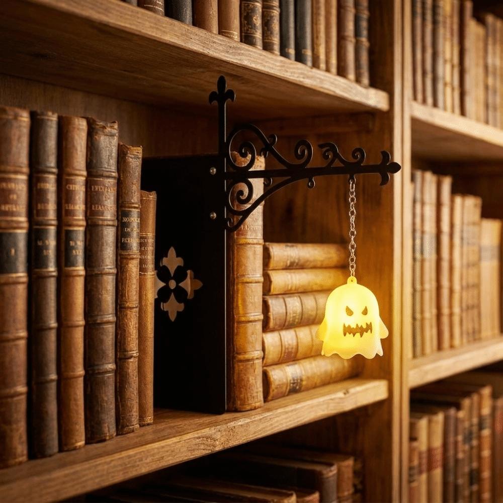 Metal Bookshelf Lantern Light Warm Yellow Library Reading Lamp Bookshelf Ghost Light Reading