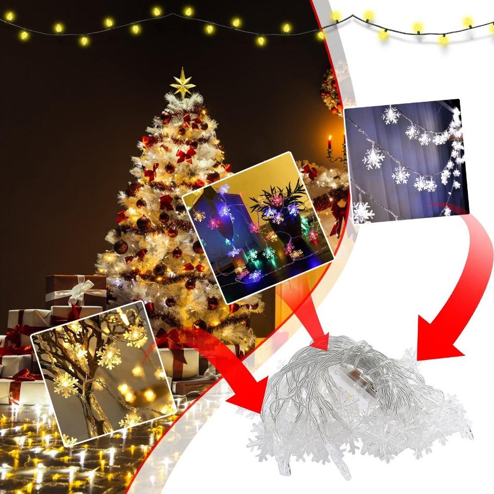 1,5M/3M/6/10M Weihnachts-Schneeflocken-Lichterkette, 2024 Frohe Weihnachten Dekoration für Zuhause, Christbaumschmuck, 2025 Frohes Neues Jahr